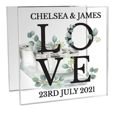 Personalised Botanical Mirrored Glass Tea Light Holder