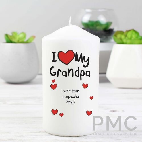 Personalised I Heart My Pillar Candle