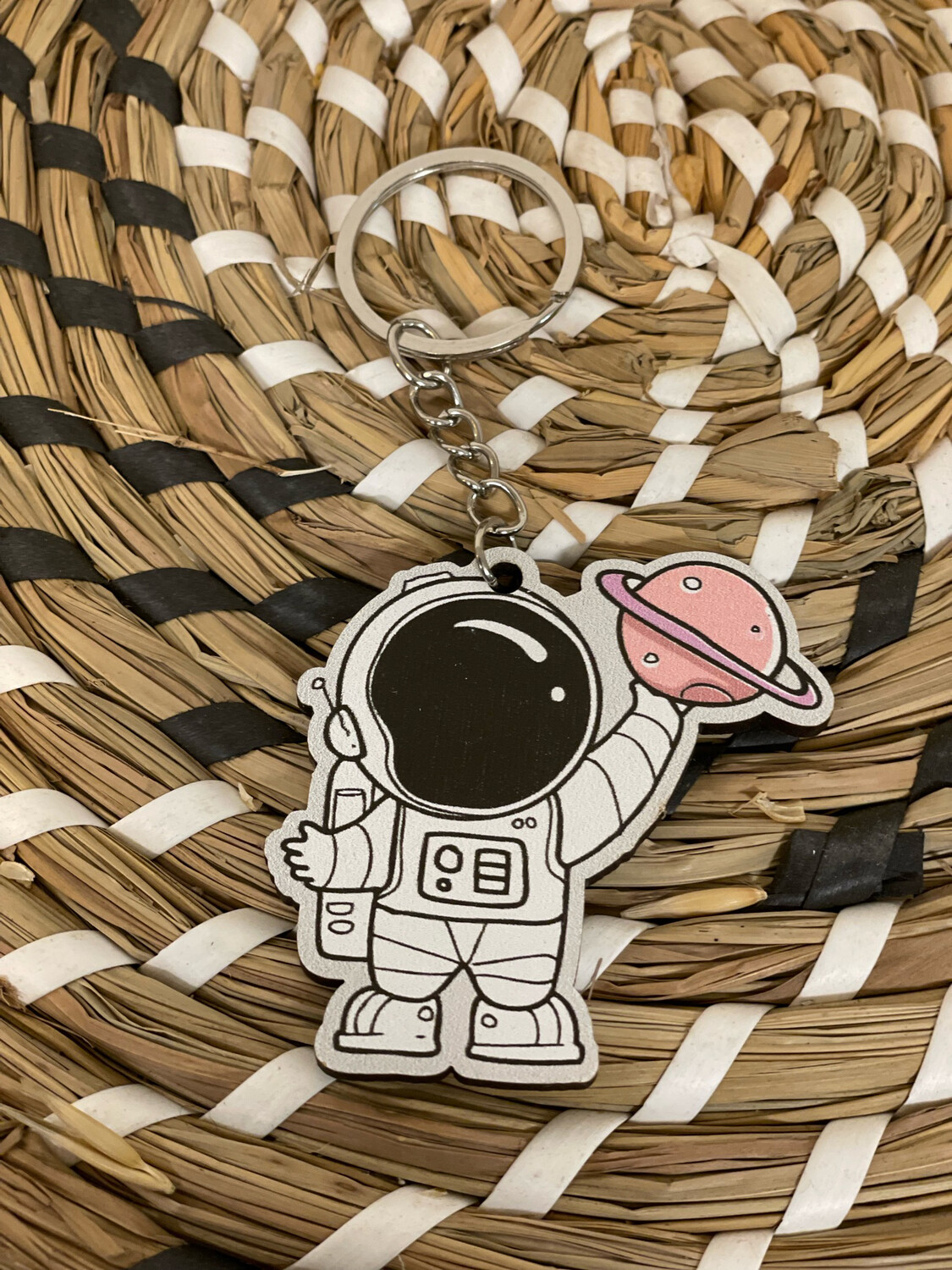Astronaut Houten Sleutelhanger