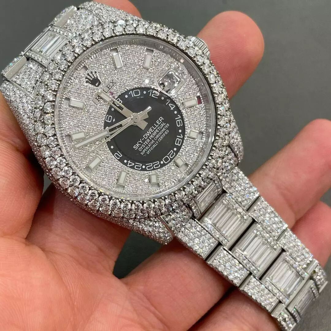 icedout rolex watch moissanite watch vvs d color pass diamond tester