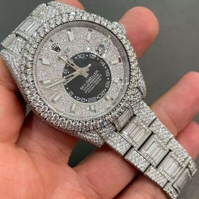 icedout rolex watch moissanite watch vvs d color pass diamond tester
