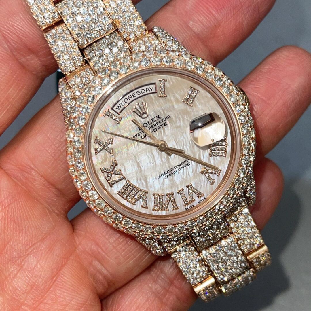 icedout rolex watch moissanite watch vvs d color pass diamond tester