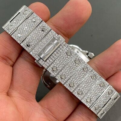 icedout cartier watch moissanite watch vvs d color pass diamond tester