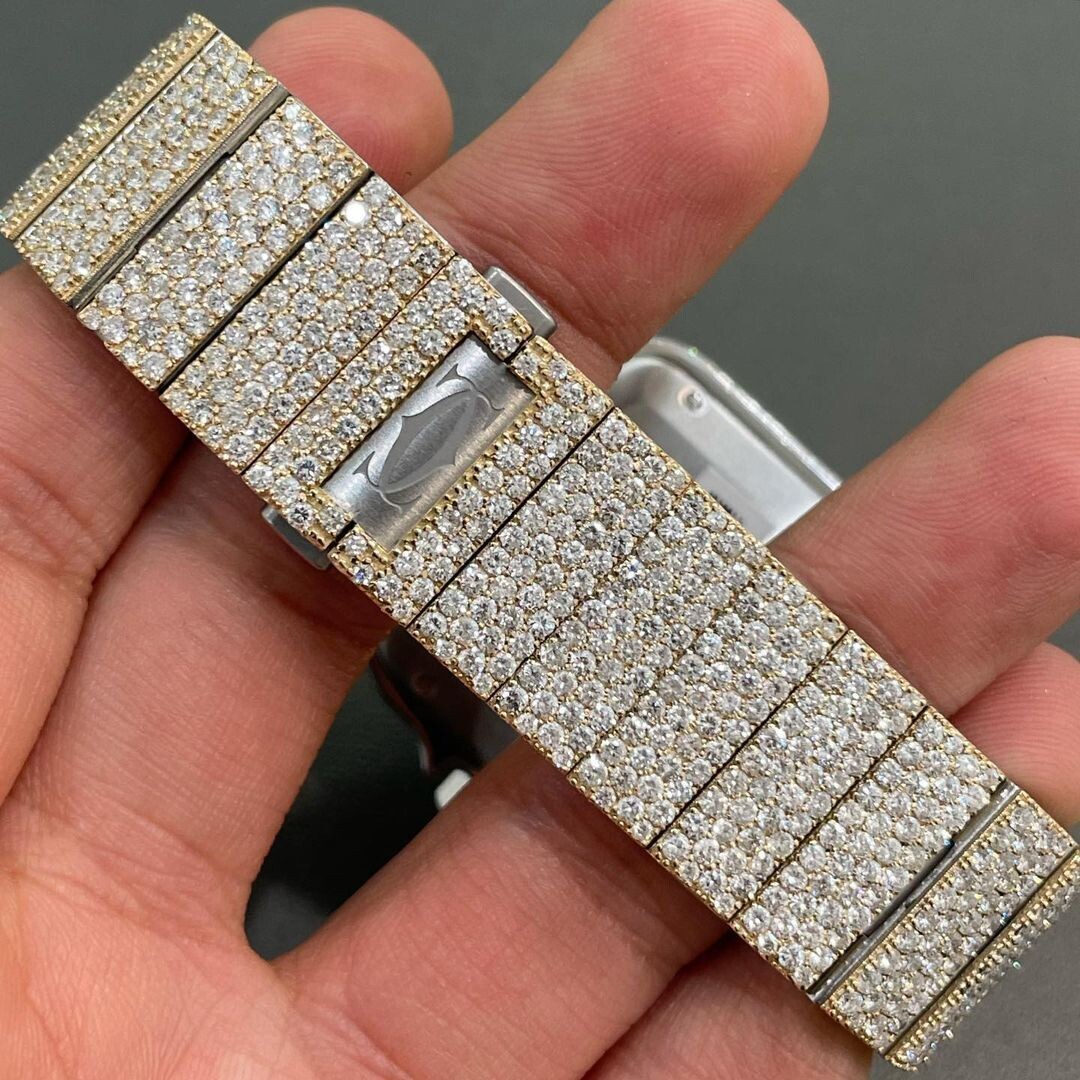 icedout cartier watch moissanite watch vvs d color pass diamond tester