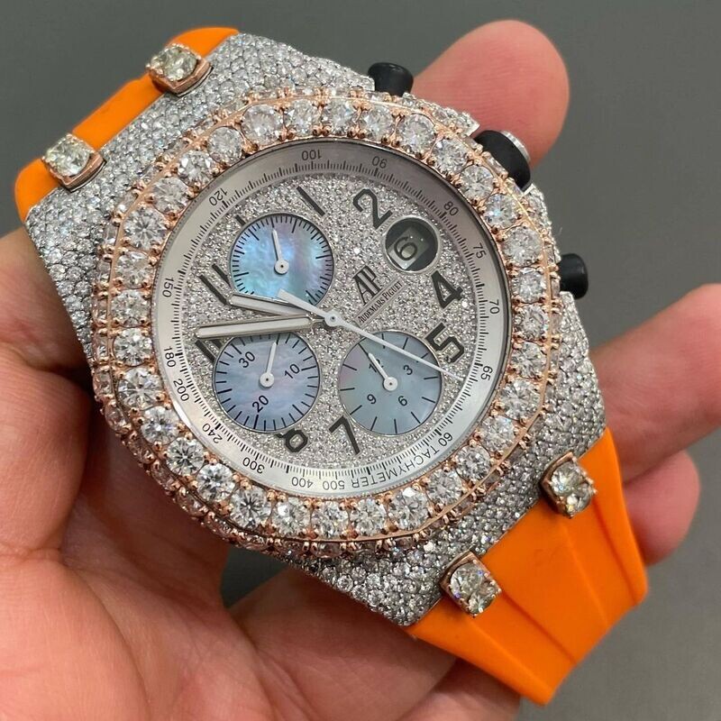 icedout AP audermars piguet watch moissanite watch vvs d color pass diamond tester
