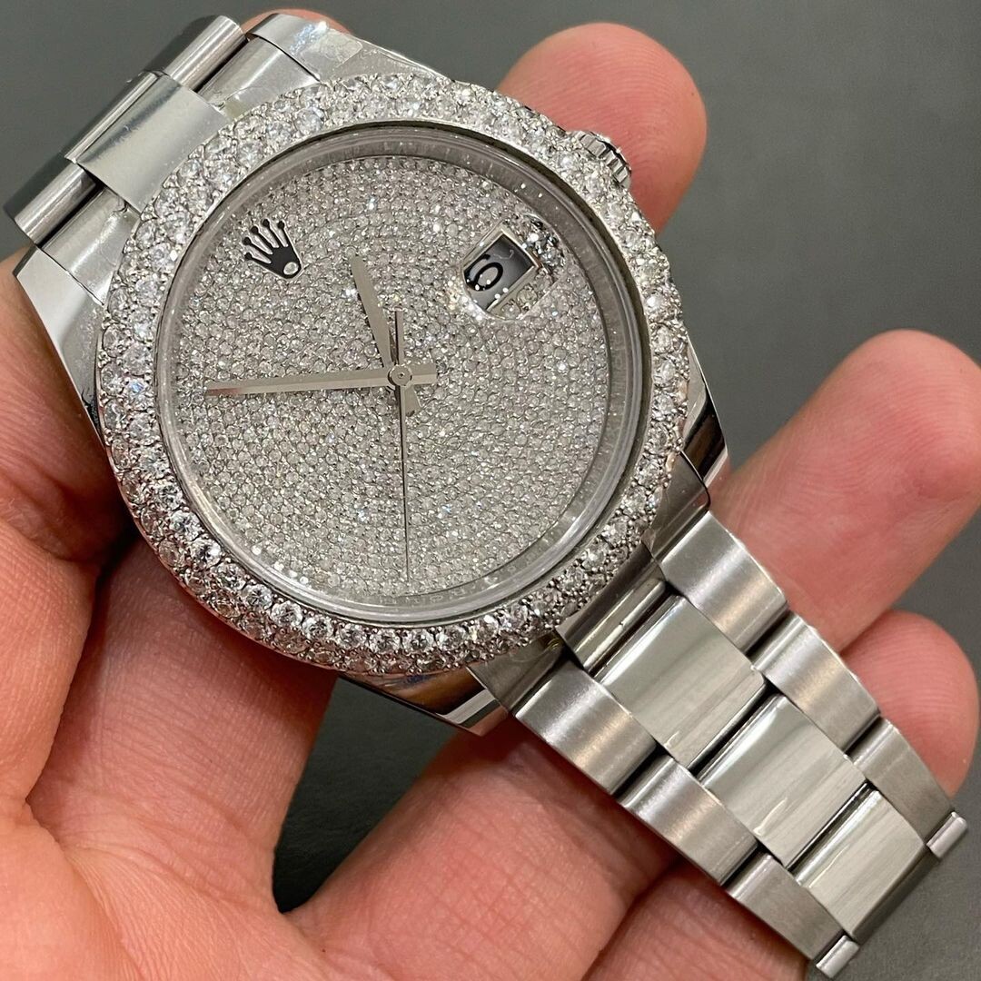 icedout rolex watch moissanite watch vvs d color pass diamond tester