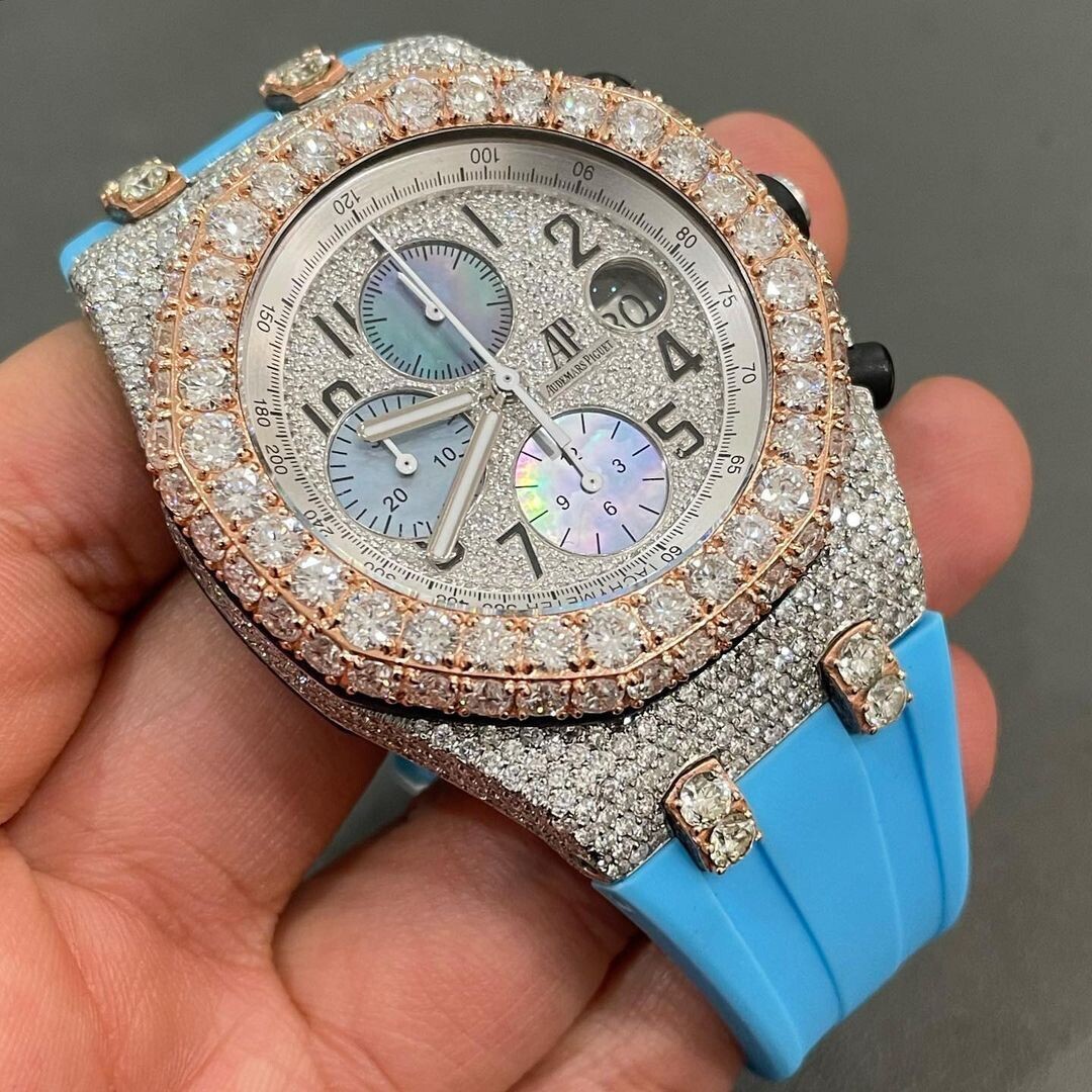 icedout AP audermars piguet watch moissanite watch vvs d color pass diamond tester