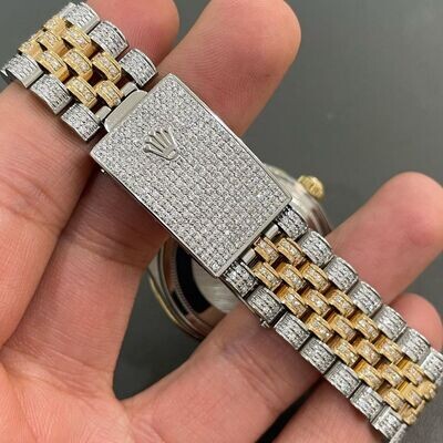 icedout rolex watch moissanite watch vvs d color pass diamond tester