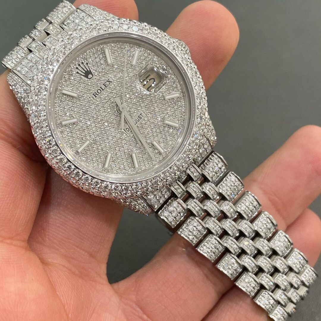 icedout rolex watch moissanite watch vvs d color pass diamond tester