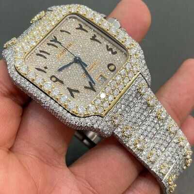 icedout cartier watch moissanite watch vvs d color pass diamond tester