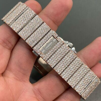 icedout cartier watch moissanite watch vvs d color pass diamond tester