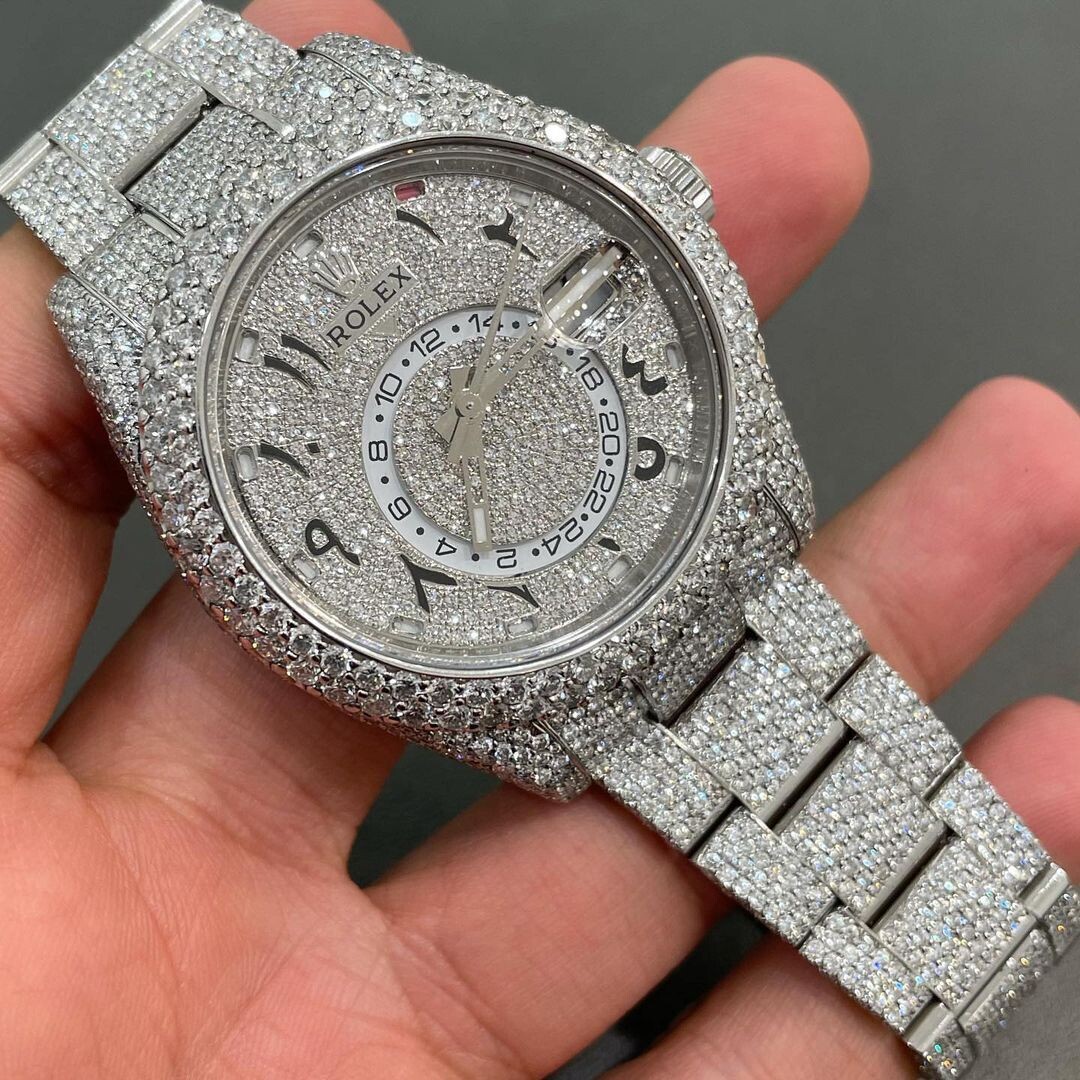 icedout rolex watch moissanite watch vvs d color pass diamond tester