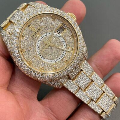 icedout rolex watch moissanite watch vvs d color pass diamond tester