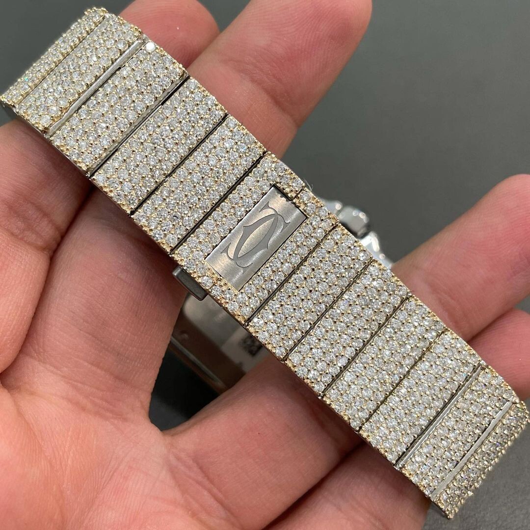 icedout cartier watch moissanite watch vvs d color pass diamond tester