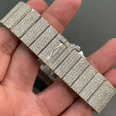icedout cartier watch moissanite watch vvs d color pass diamond tester