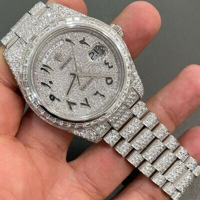 icedout rolex watch moissanite watch vvs d color pass diamond tester