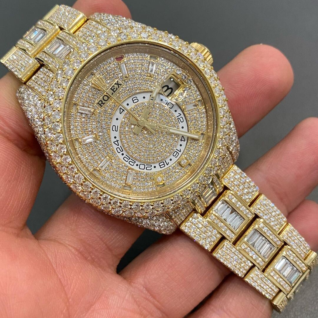 icedout rolex watch moissanite watch vvs d color pass diamond tester
