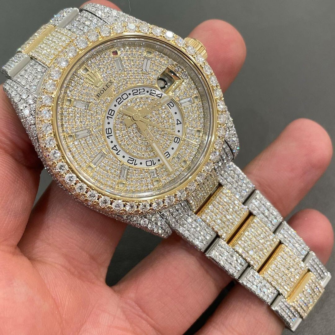 icedout rolex watch moissanite watch vvs d color pass diamond tester
