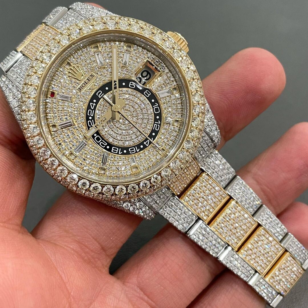 icedout rolex watch moissanite watch vvs d color pass diamond tester