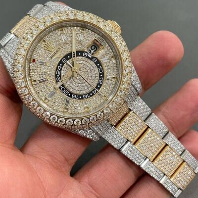 icedout rolex watch moissanite watch vvs d color pass diamond tester