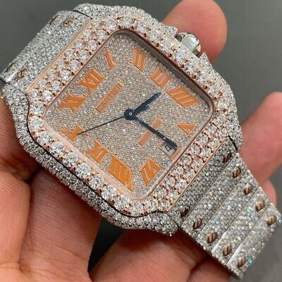 icedout cartier watch moissanite watch vvs d color pass diamond tester