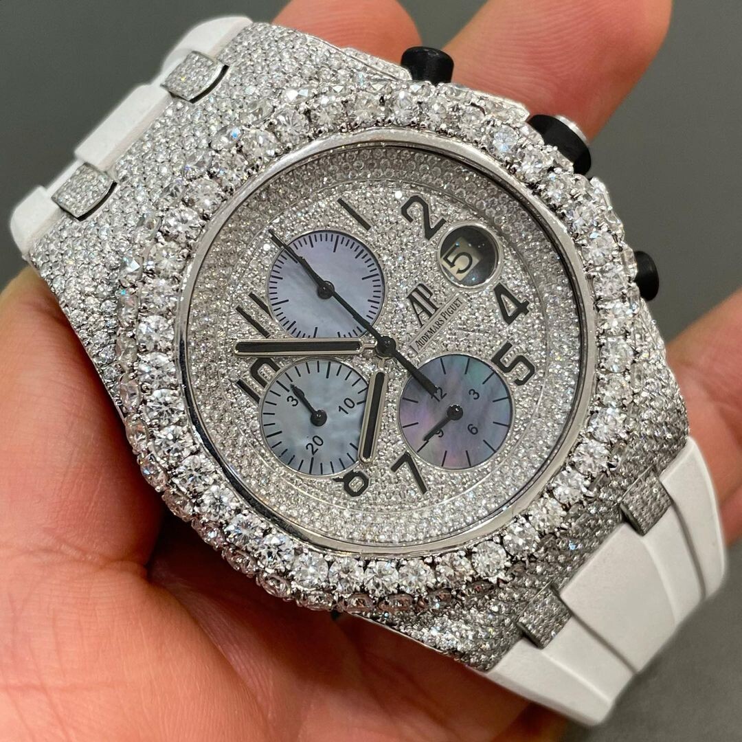 icedout AP audermars piguet watch moissanite watch vvs d color pass diamond tester