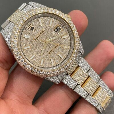 icedout rolex watch moissanite watch vvs d color pass diamond tester