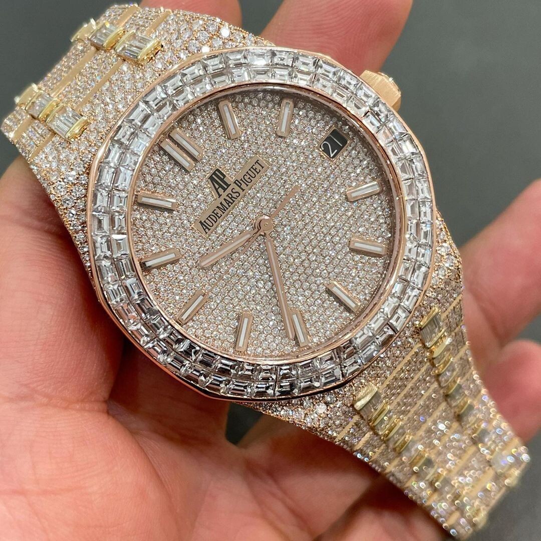 icedout AP audermars piguet watch moissanite watch vvs d color pass diamond tester