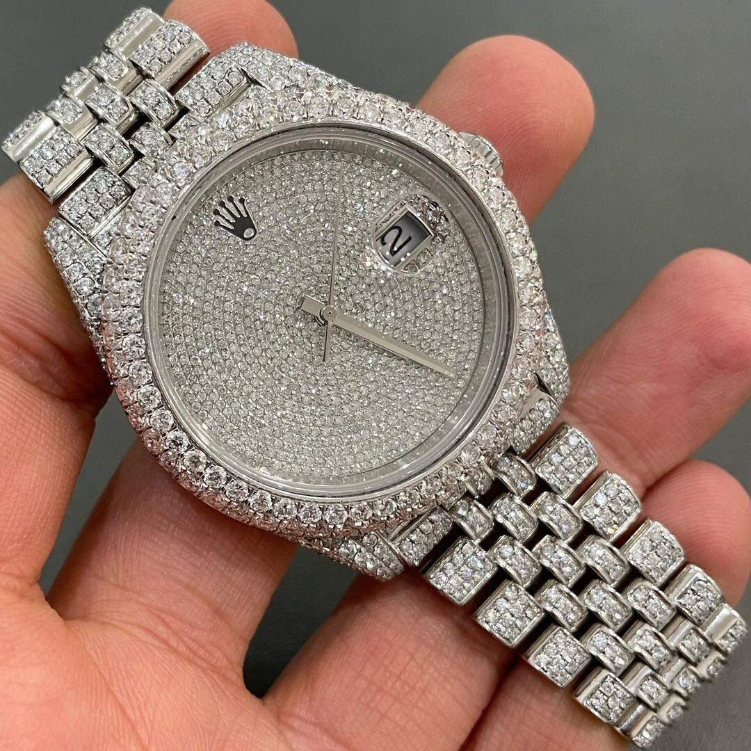 icedout rolex watch moissanite watch vvs d color pass diamond tester