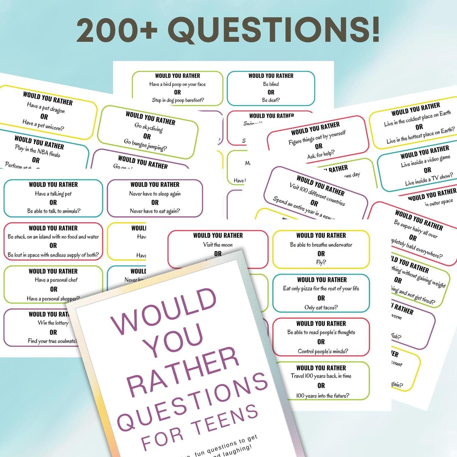 Would You Rather Questions for Students Printable Game