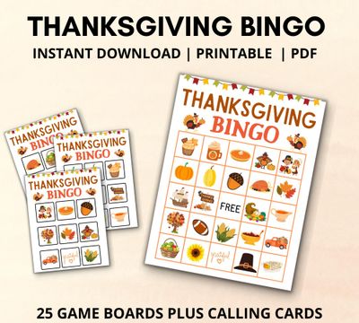 Thanksgiving Bingo Game Cards