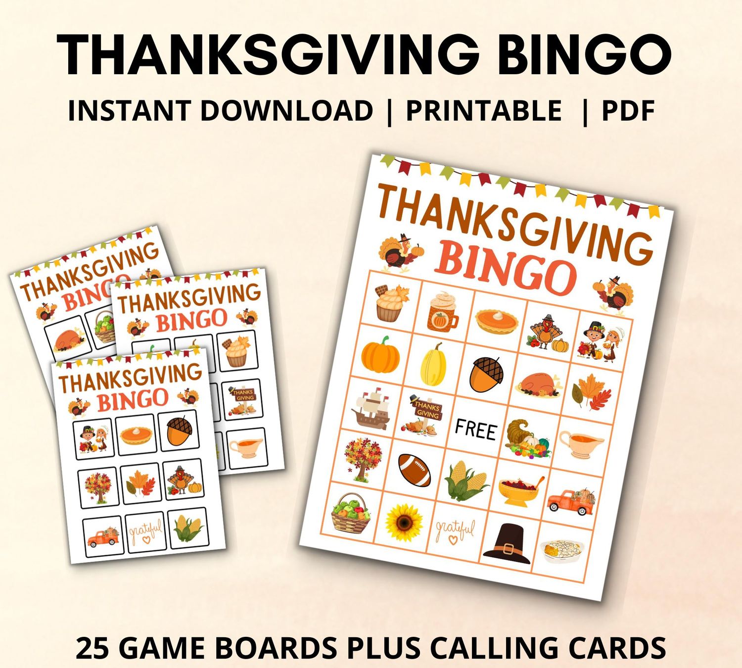Thanksgiving Bingo Game Cards