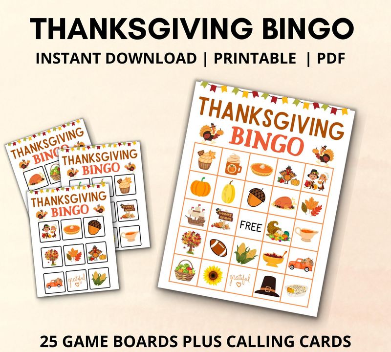 Thanksgiving Bingo Game Cards