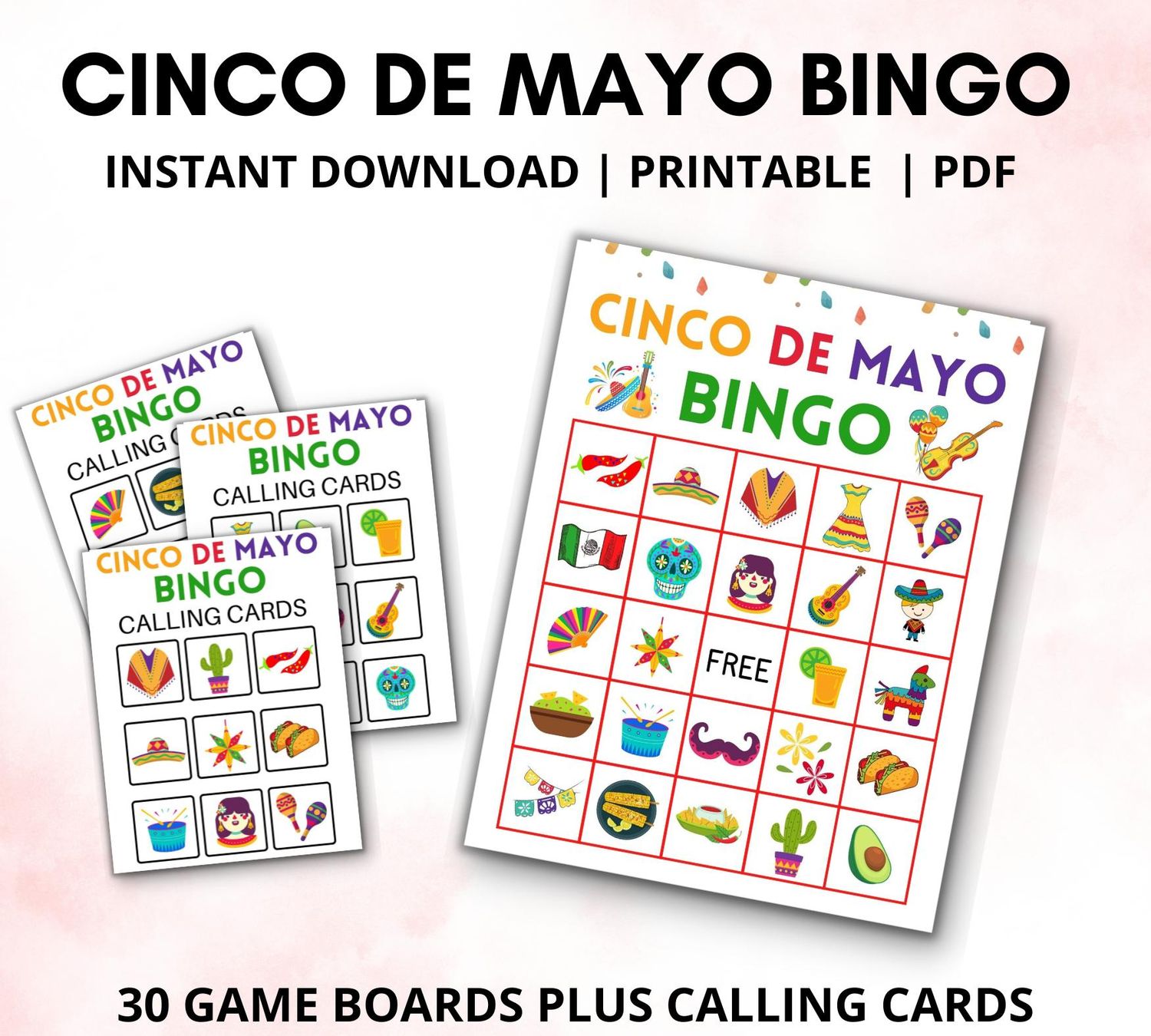 Cinco de Mayo BINGO Game Cards Set