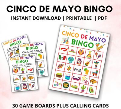 Cinco de Mayo BINGO Game Cards Set