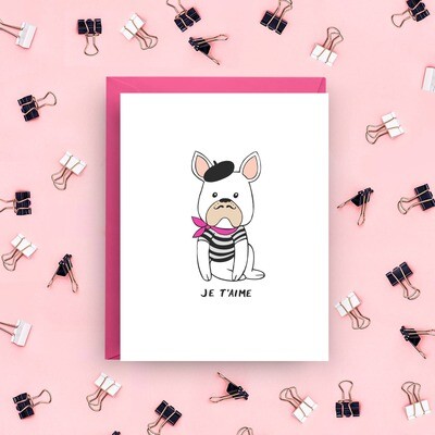 Je T'aime - French Bulldog Love Card (Boxed Set of 6)