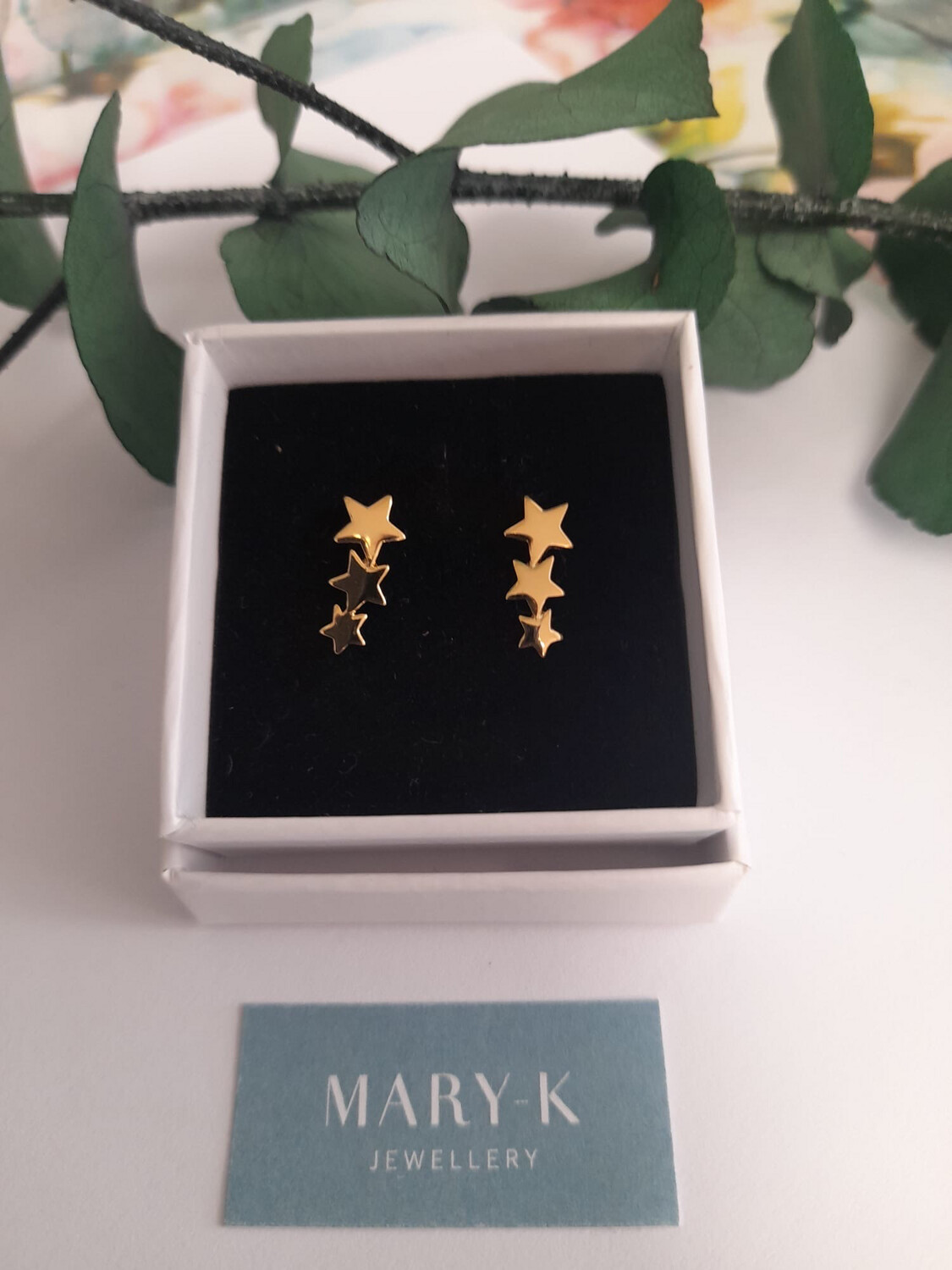 Mary-K GOLD 3 STAR CLIMBER EARRINGS