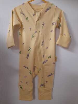 BABYBOO Lemon Lavender organic cotton zippyboo suit Size 3-6 Months