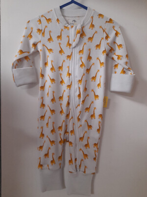 BABYBOO Giraffe’s Organic Cotton zippyboo suit size 9-12 Months