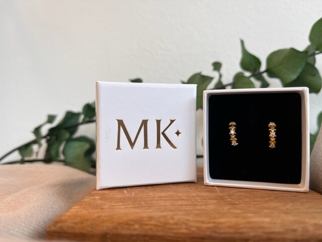 Mary K Gold 5 Star CZ Huggie Earrings