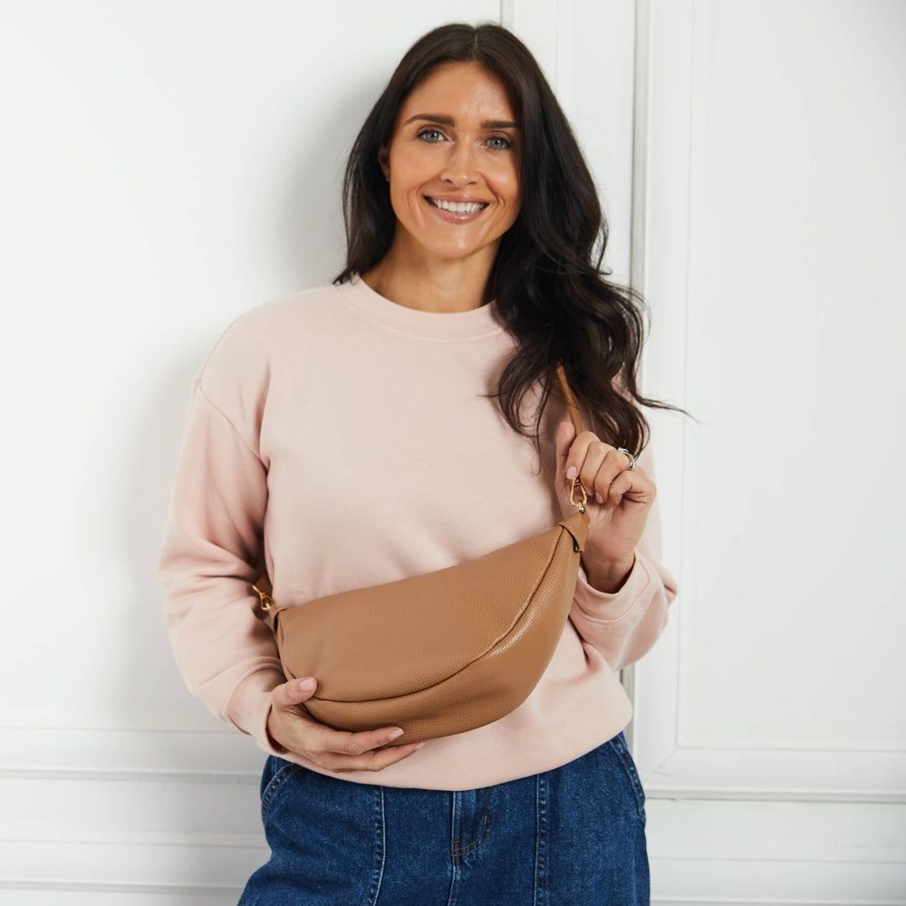 Elie Beaumont Leather Hobo Camel Bag