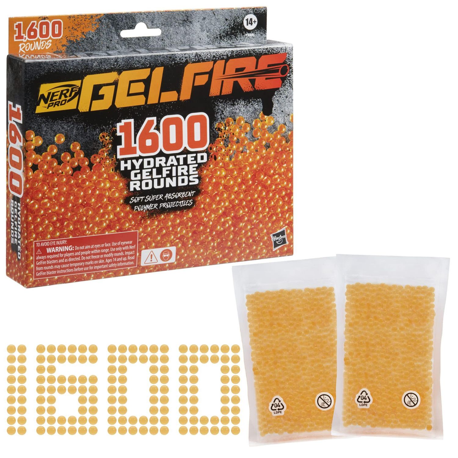 Nerf PRO Gelfire Round Refill, 1600 Hydrated Gelfire Rounds