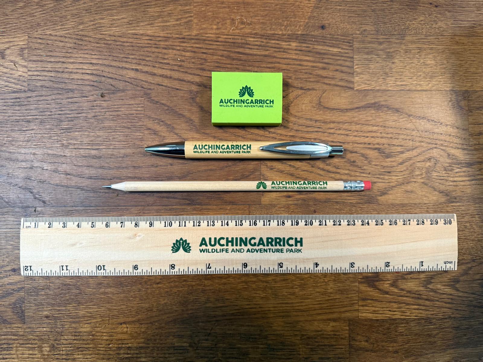Auchingarrich Stationary Set (Ruler, Pen, Pencil, Eraser)