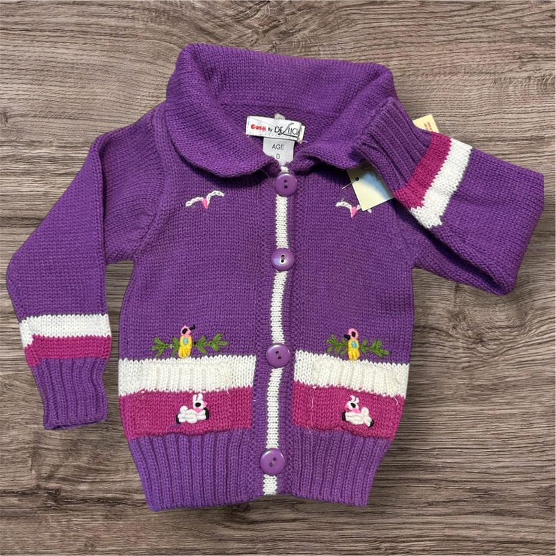 Cosy Purple Wool Cardigan (Age 0yrs)