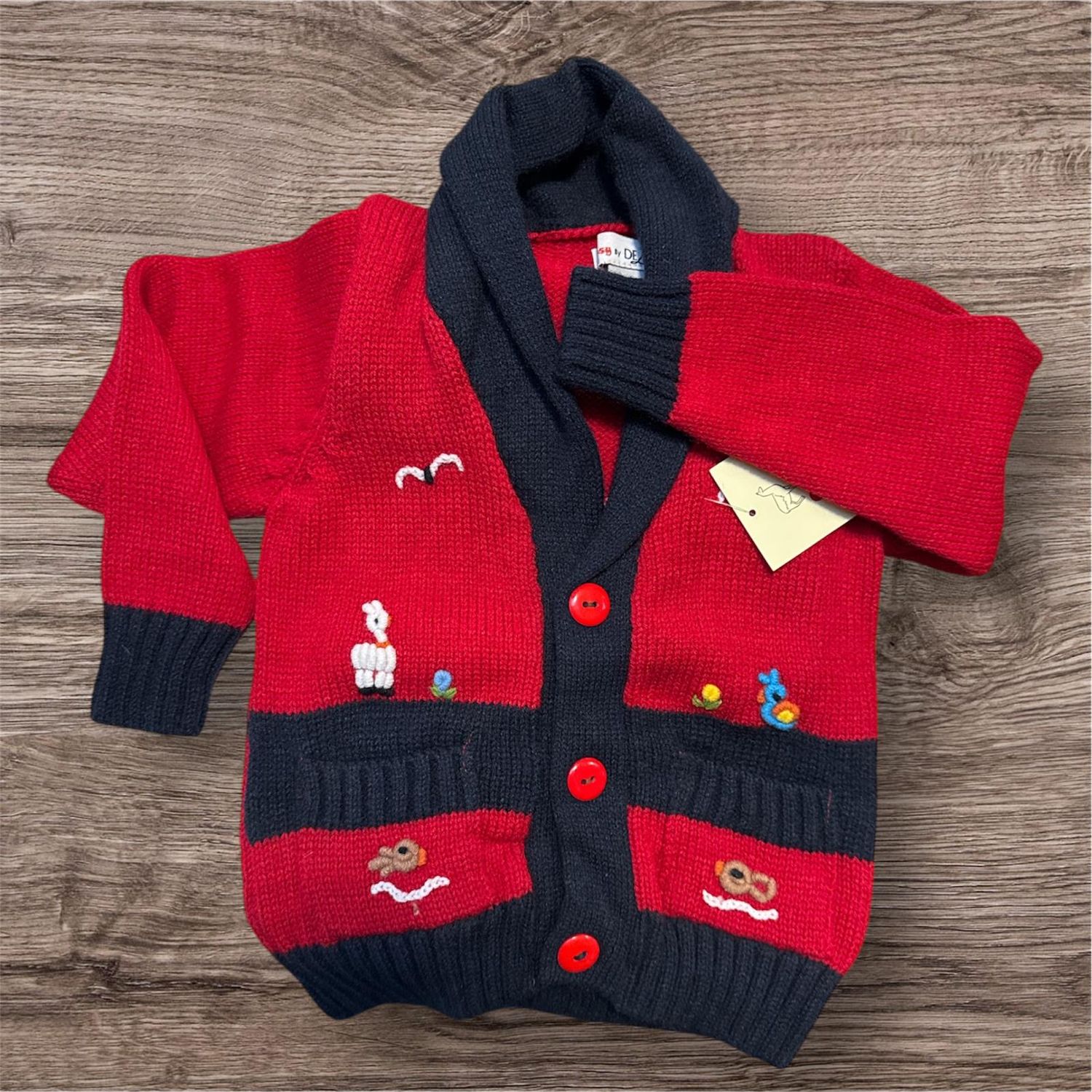 Cosy Red Wool Cardigan (Age 0yrs)