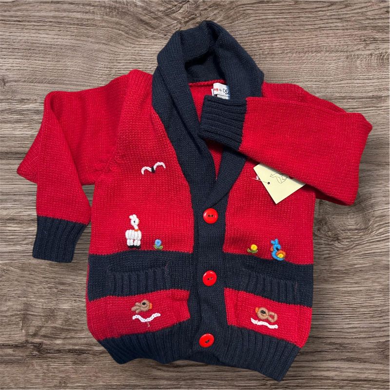 Cosy Red Wool Cardigan (Age 0yrs)