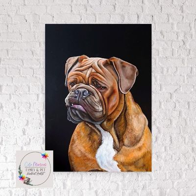 Bullmastiff Dog Painting - Canvas; by Cate Menzies Designs