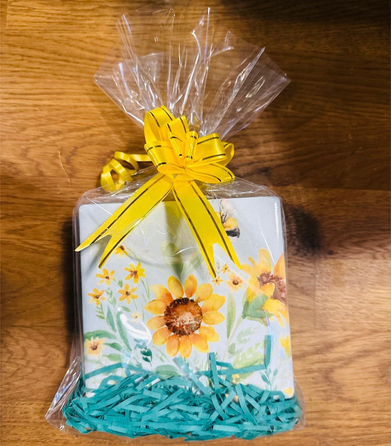 Set of 4, Ceramic Sunflower Coasters