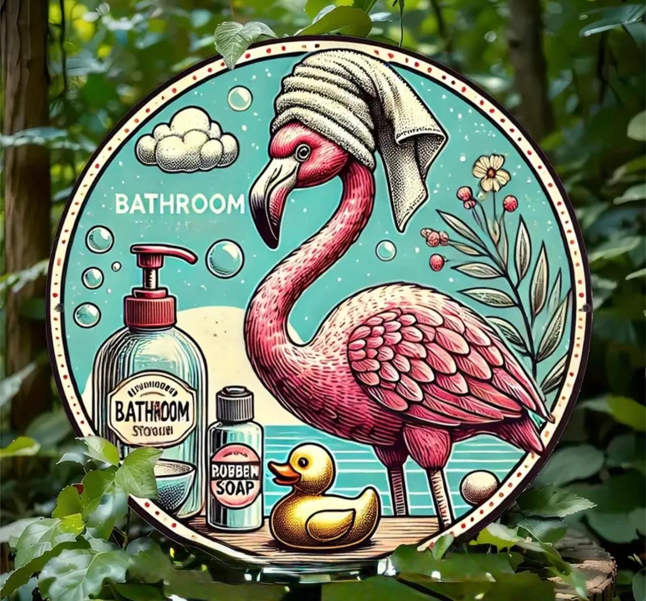 Flamingo Bathroom Sign Decor