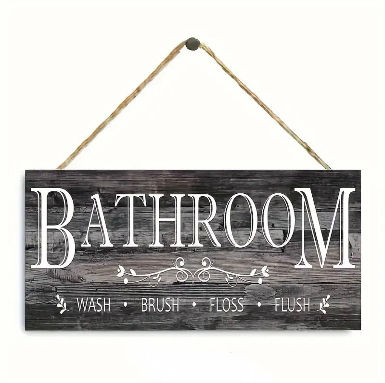 Bathroom Hanging Plaque (Wash/Brush/Floss/Flush)